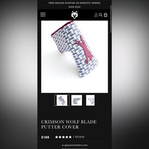 GREYSON *members only access* CRIMSON WOLF BLADE PUTTER COVER